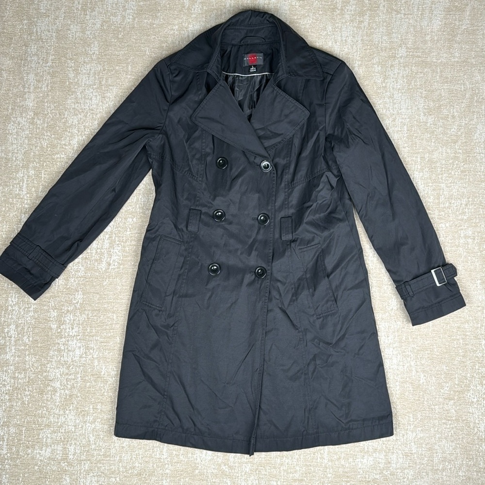 Gallery Trench Coat Womens L Black | without a belt